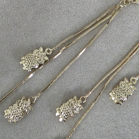 Gold Filled Huggie Hoop Earrings Dangle Owl Charms - Picture 5 of 11